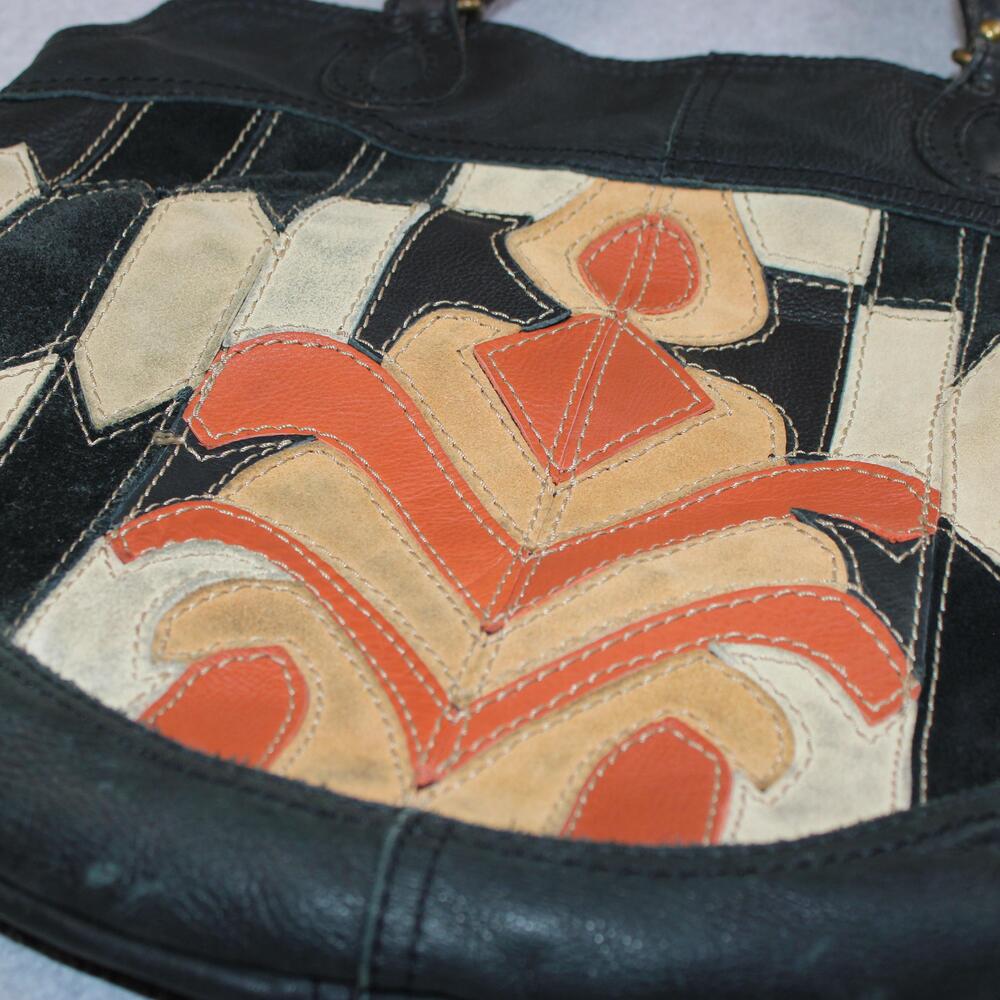 Lucky Brand Patchwork Bucket Purse Women Medium Leather Suede Boho Y2K READ - Picture 4 of 15